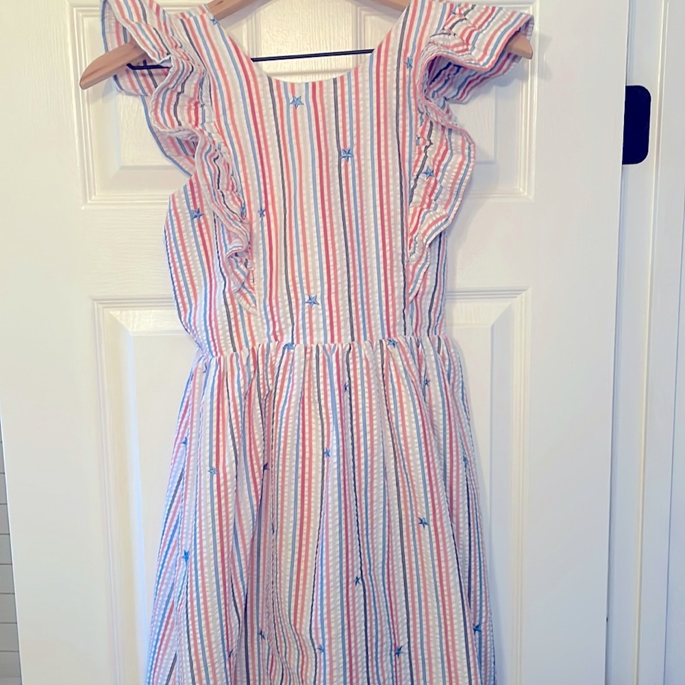 Red, white and blue seersucker with stars! The perfect summer dress!